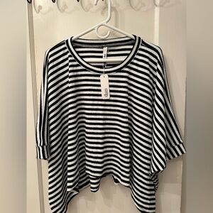 NWT Glam Black and White Striped Shirt